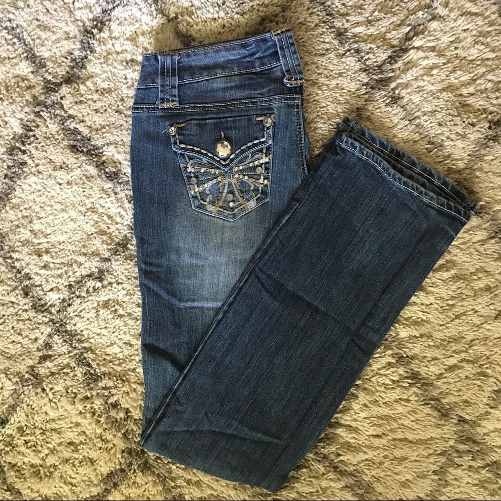 Boot Cut Embellished Pocket Jeans